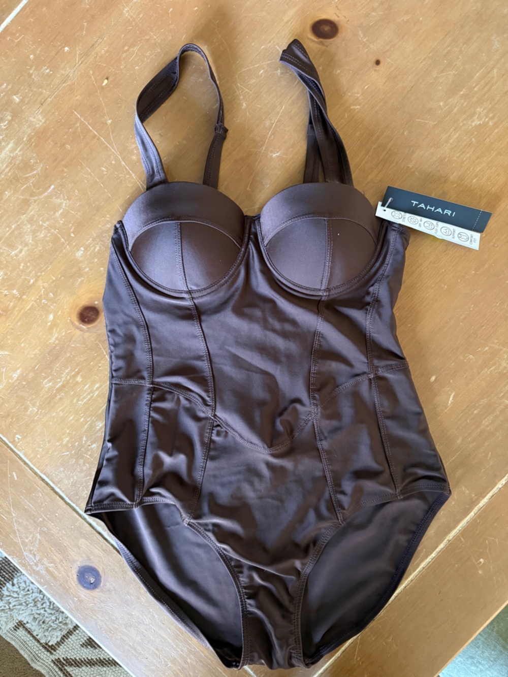 Tahari Brown One-Piece Swimsuit